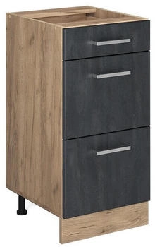 VICCO K&uuml;chenunterschrank, Schwarz, Eiche Wotan 40x81.6x46 cm (800000655134)