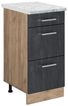 VICCO K&uuml;chenunterschrank, Schwarz, Eiche Wotan 40x81.6x60 cm (800000655764)