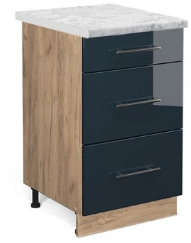 VICCO K&uuml;chenunterschrank, Dunkelblau, Eiche Wotan 50x82x60 cm (800000828249)