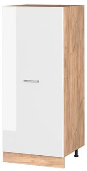 VICCO Hochschrank, Wei&szlig; Hochglanz, Eiche Wotan 60x143x57 cm (800000645557)