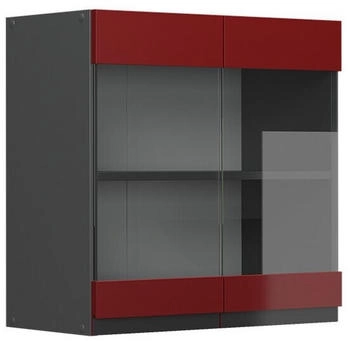 VICCO Küchenglasschrank, Rot, Anthrazit 60x60x31 cm (800000633918)