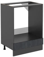 Herdumbauschrank R-line, Schwarz Beton, 60 Cm Ohne Arbeitsplatte, Vicco