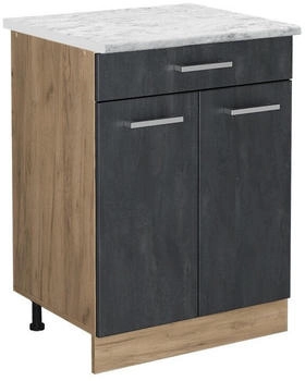 VICCO K&uuml;chenunterschrank, Schwarz, Eiche Wotan Quadratisch, 60x81.6x60 cm (800000655014)