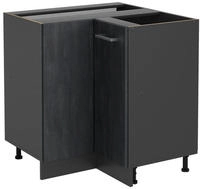 Eckunterschrank R-line, Schwarz Beton, 75.6 Cm Ohne Arbeitsplatte, Vicco