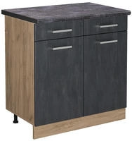 Vicco - K&uuml;chenunterschrank R-line, Schwarz Beton, 80 Cm Ap Anthrazit