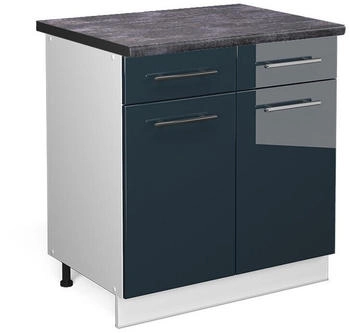 VICCO K&uuml;chenunterschrank, Dunkelblau, Wei&szlig; 80x82x60 cm (800000828358)