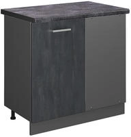 Vicco - Eckunterschrank R-line, Schwarz Beton, 86 Cm Ap Anthrazit