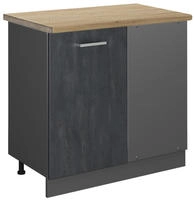 Vicco - Eckunterschrank R-line, Schwarz Beton, 86 Cm Ap Eiche