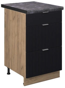 VICCO K&uuml;chenunterschrank, Schwarz, Eiche Wotan 50x82x60 cm (800000861521)