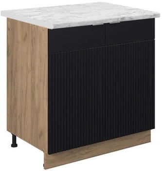 VICCO Sp&uuml;lenunterschrank, Schwarz, Eiche Wotan 80x82x60 cm (800000873015)