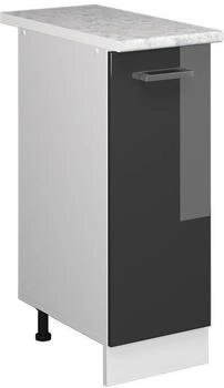 Livinity Apothekerschrank R-Line, 30 cm mit Arbeitsplatte, Anthrazit Hochglanz/Wei&szlig;