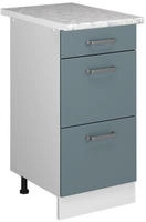 Vicco - K&uuml;chenunterschrank R-line, Blau-grau, 40 Cm Mit Schubladen, Ap Marmor