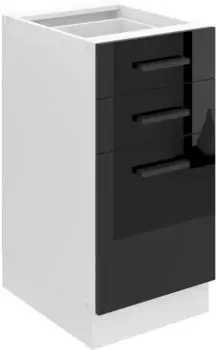 Belini Unterschrank Küche 40 cm Breite. SDSZ Küchenunterschrank ohne Arbeitsplatte. Küchenschrank mit Schubladen, Schwarz Hochglanz