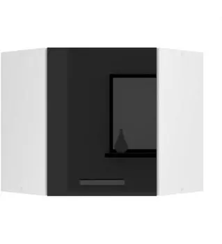 Belini Hängeschrank Küche SGN. Breite 60 cm. Oberschrank mit 1 Tür Schwarz Hochglanz