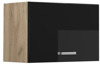 Livinity H&auml;ngeschrank R-Line, 60 cm Flach, Schwarz Hochglanz/Goldkraft Eiche