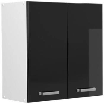 Livinity Hängeschrank R-Line, 60 cm, Schwarz Hochglanz/Weiß