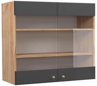 Vicco - K&uuml;chenglasschrank Fame-line, Anthrazit-gold, 80 Cm