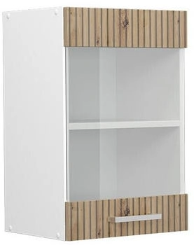 VICCO K&uuml;chenglasschrank, Eiche Artisan, Wei&szlig; 40x60x31 cm (800000829903)