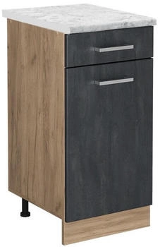 VICCO K&uuml;chenunterschrank, Schwarz, Eiche Wotan 40x81.6x60 cm (800000652988)