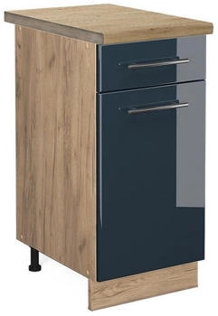 VICCO K&uuml;chenunterschrank, Dunkelblau, Eiche Wotan 40x82x60 cm (800000828632)