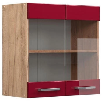 VICCO K&uuml;chenglasschrank, Bordeaux, Eiche Wotan 60x60x31 cm (800000635058)