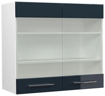 VICCO Küchenglasschrank, Dunkelblau, Weiß 80x72x34.1 cm (800000873067)
