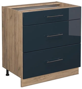 VICCO K&uuml;chenunterschrank, Dunkelblau, Eiche Wotan 80x82x51.6 cm (800000829846)