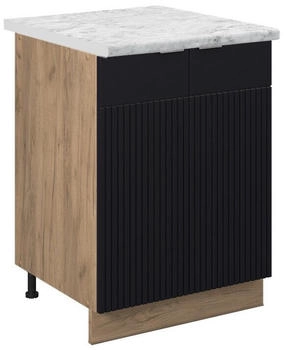 VICCO K&uuml;chenunterschrank, Schwarz, Eiche Wotan 60x82x60 cm (800000873062)