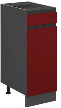 Livinity K&uuml;chenunterschrank R-Line, 30 cm J-Shape, ohne Arbeitsplatte, Rot/Anthrazit