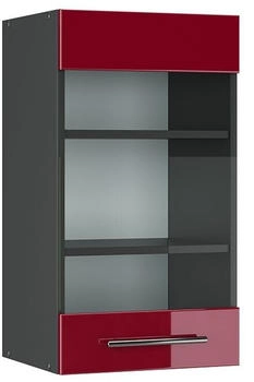 Livinity K&uuml;chenschrank Glas Fame-Line, 40 cm, Bordeaux Hochglanz/Anthrazit