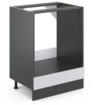 Livinity Herdumbauschrank R-Line, 60 cm ohne Arbeitsplatte, Wei&szlig; Hochglanz/Anthrazit