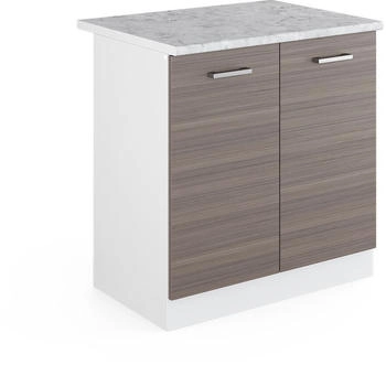 Livinity Sp&uuml;lenunterschrank R-Line, 80 cm mit Arbeitsplatte, Grau/Wei&szlig;