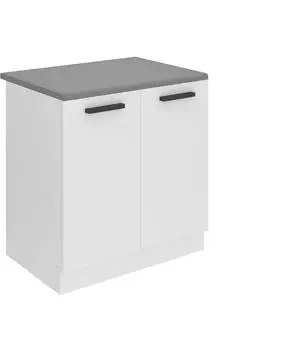 Belini Unterschrank Küche, Spülenunterschrank 80 cm Breite. SDZ Küchenunterschrank mit Arbeitsplatte. Spülenschrank mit 2 Türen, Weiß matt
