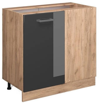 Livinity Eckschrank R-Line, 86 cm ohne Arbeitsplatte, Anthrazit Hochglanz/Goldkraft Eiche