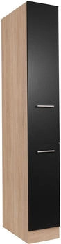 Respekta Apothekerschrank Merle, Schwarz, Eiche, Metall, einzeln stellbar, 30x200x60 cm, individuell planbar