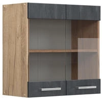K&uuml;chenglasschrank R-line, Schwarz Beton, 60 Cm Vicco