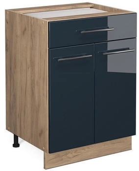 VICCO K&uuml;chenunterschrank, Dunkelblau, Eiche Wotan 60x82x51.6 cm (800000829675)