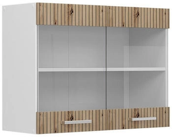 VICCO K&uuml;chenglasschrank, Eiche Artisan, Wei&szlig; 80x60x31 cm (800000873128)
