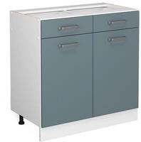 K&uuml;chenunterschrank R-line, Blau-grau, 80 Cm , Ohne Arbeitsplatte, Vicco