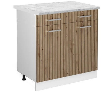 VICCO K&uuml;chenunterschrank, Eiche Artisan, Wei&szlig; 80x81.6x60 cm (800000828145)