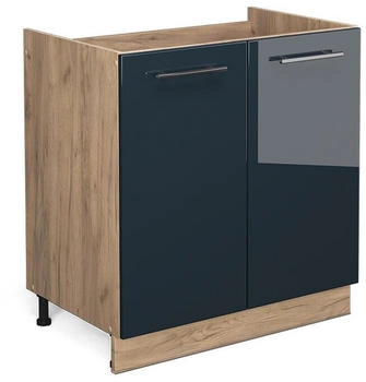 VICCO Sp&uuml;lenunterschrank, Dunkelblau, Eiche Wotan 80x82x51.6 cm (800000830623)