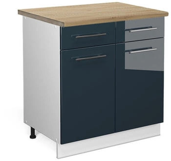 VICCO K&uuml;chenunterschrank, Dunkelblau, Wei&szlig; 80x82x60 cm (800000828647)