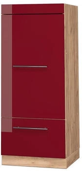 Livinity Mikrowellenschrank Fame-Line, 60 cm, Bordeaux Hochglanz/Goldkraft Eiche
