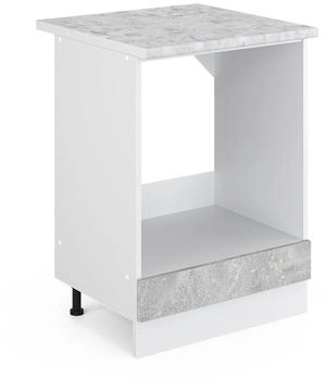 Livinity Herdumbauschrank R-Line, 60 cm mit Arbeitsplatte, Beton/Wei&szlig;