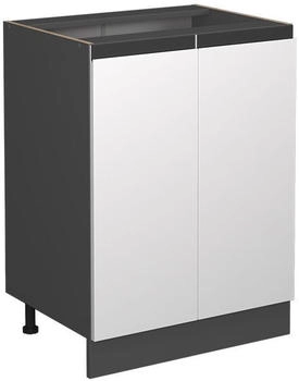 Livinity K&uuml;chenunterschrank R-Line, 60 cm J-Shape, ohne Arbeitsplatte, Wei&szlig;/Anthrazit