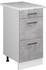Livinity Küchenunterschrank R-Line, 40 cm mit Schubladen, und Arbeitsplatte, Beton/Weiß