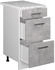 Livinity Küchenunterschrank R-Line, 40 cm mit Schubladen, und Arbeitsplatte, Beton/Weiß