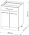Livinity Küchenunterschrank Fame-Line, 60 cm mit Schublade, ohne Arbeitsplatte, Grün-Gold Landhaus/Weiß