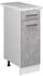 Livinity Apothekerschrank R-Line, 30 cm mit Arbeitsplatte, Beton/Weiß