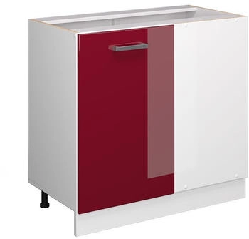 Livinity Eckschrank R-Line, 86 cm ohne Arbeitsplatte, Bordeaux Hochglanz/Wei&szlig;